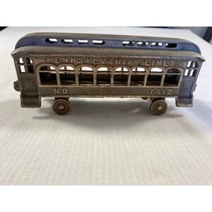 Vintage Pennsylvania Lines No 1412 Cast Iron Trolley Railcar Toy